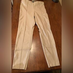 Authentic Zara vegan leather extremely soft nude pants with zippers bottoms/back
